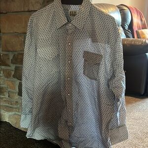 Ely Cattleman Blue and White Casual Button Down Shirt